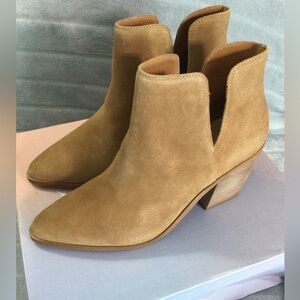 Lisa Vicky Saddle Split Block Heeled Tan Ankle Boots